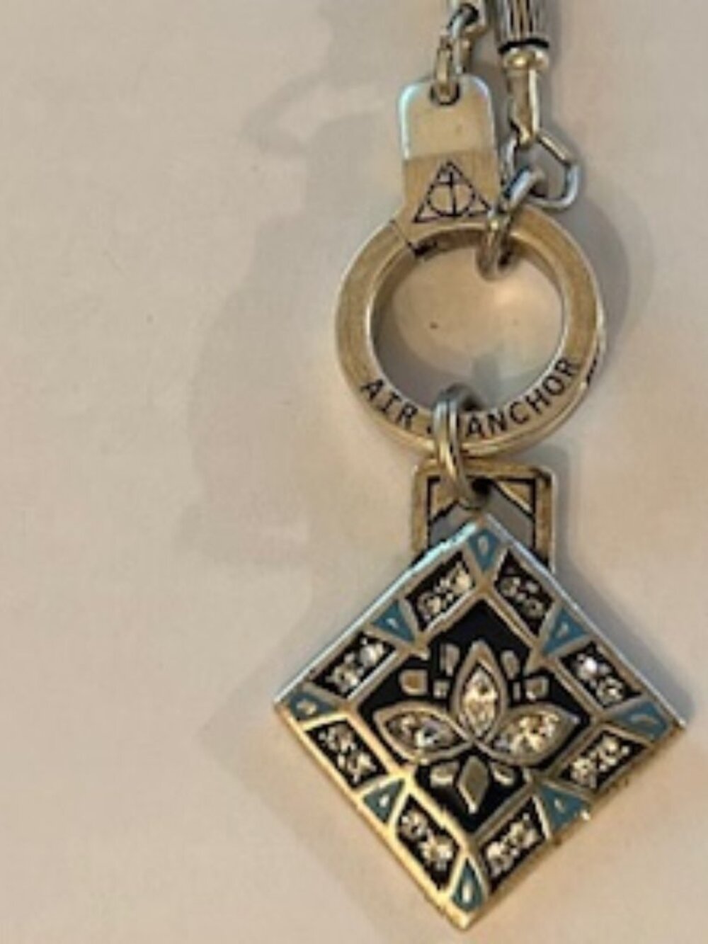 Air & Anchor Lotus Flower Necklace Blue Crystal Pendant Silver Tone Minimalist - Picture 7 of 9